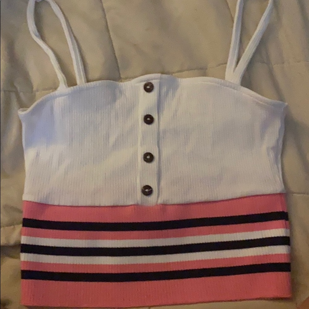 Pink and white tank top